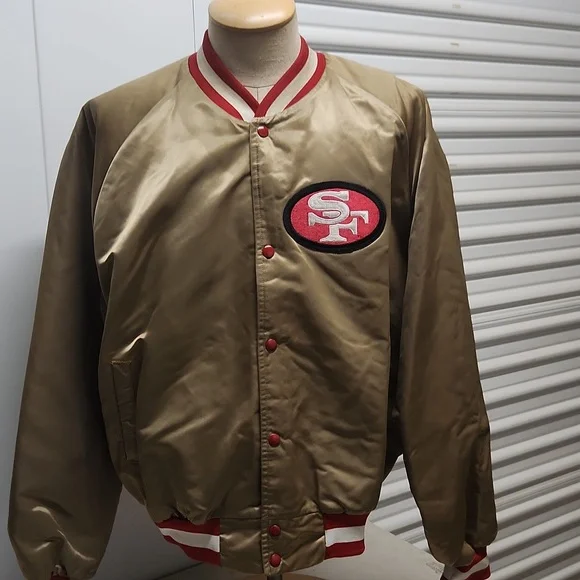 Chalk Line サンフランシスコ49ers ジャケット M Vintage NFL Chalk Line San Francisco 49ers Satin Spell Out Jacket